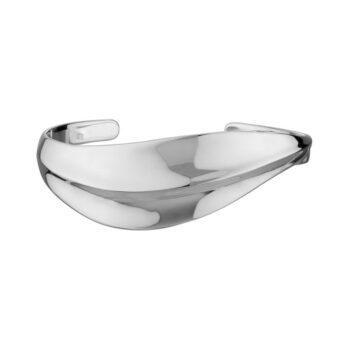 Sterling silver cuff bracelet featuring a wave leaf design across the wrist
