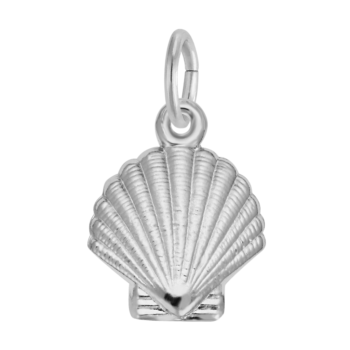 Sterling silver small sea shell charm with smooth polished finish