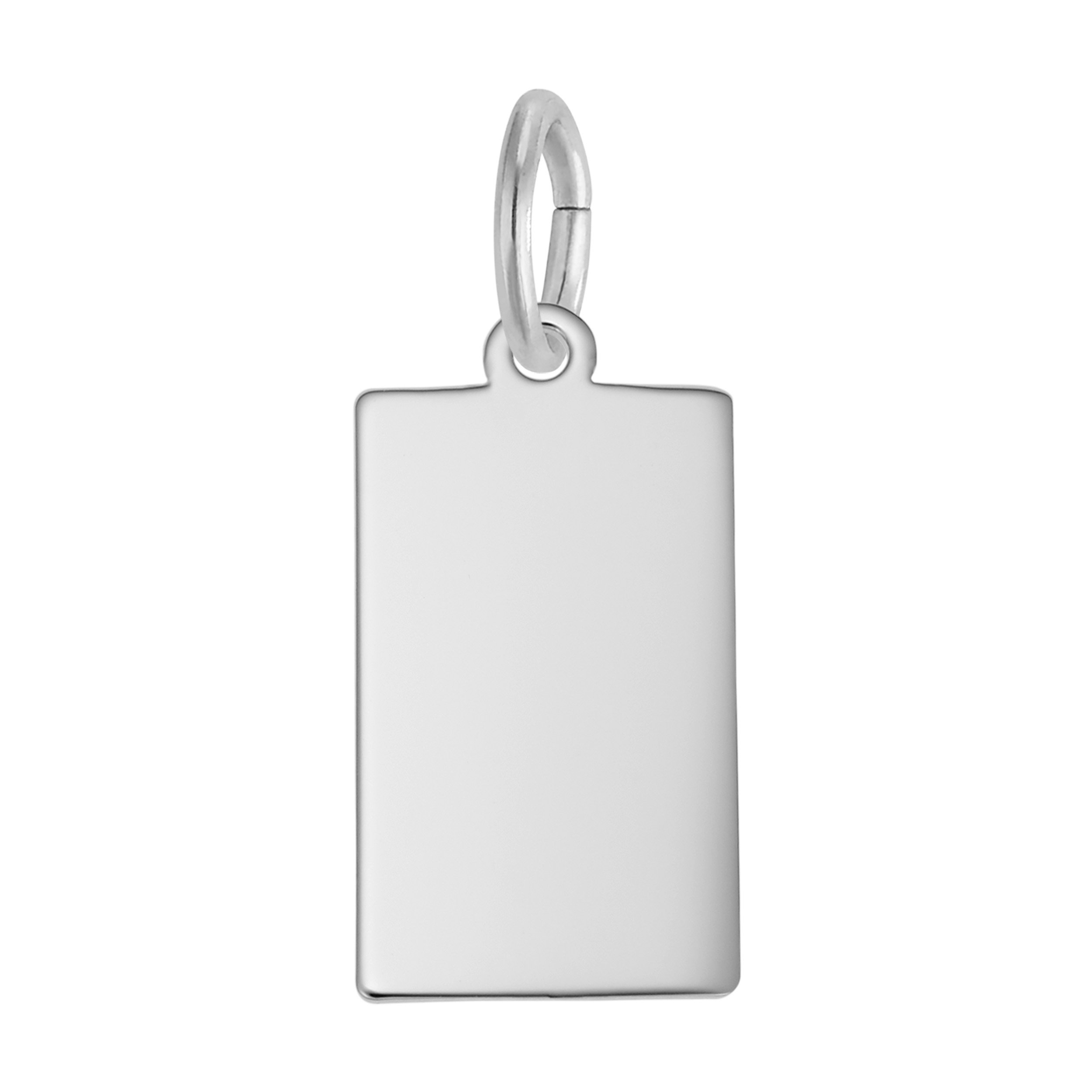 Sterling silver dog tag charm with polished diamond shape
