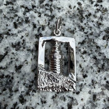 Sterling Silver West Quoddy Lighthouse Charm capturing Maine lighthouse detail