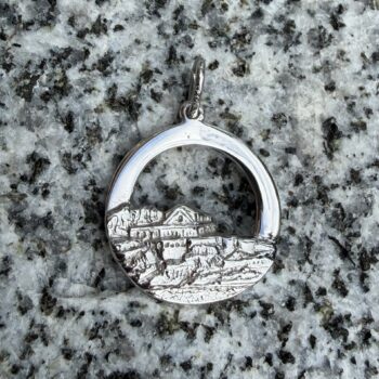 Sterling silver charm of Eagle Island Lighthouse with fine architectural details