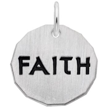 Sterling Silver Faith Charm Tag in diamond shape