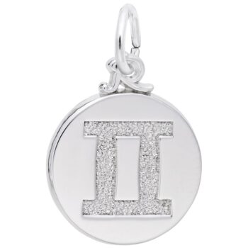 Polished sterling silver Gemini zodiac charm