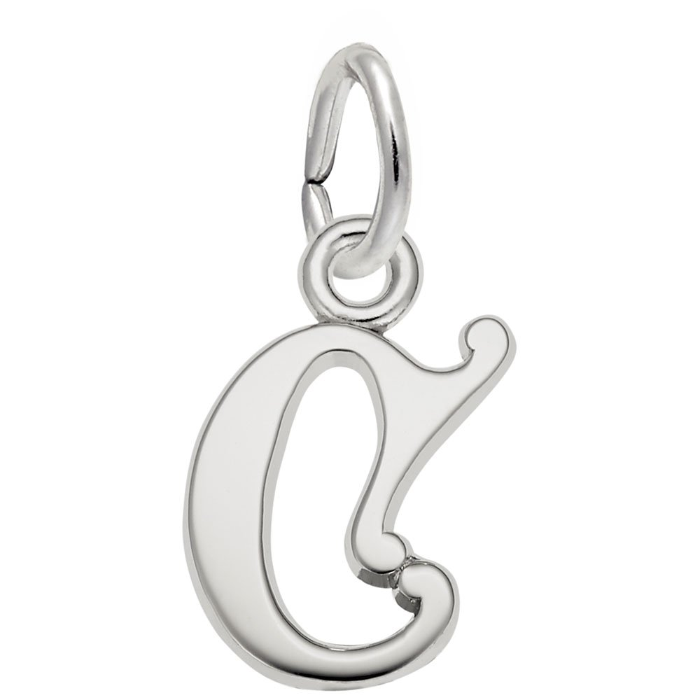 Polished sterling silver charm shaped as the letter C