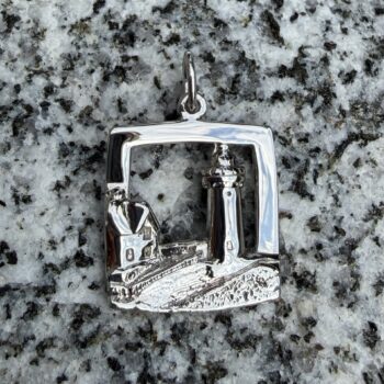 Sterling Silver Nubble Lighthouse Charm showing detailed silhouette of Maine lighthouse