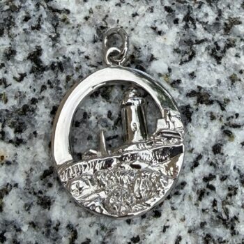 Sterling silver charm depicting the Pemaquid Point Lighthouse