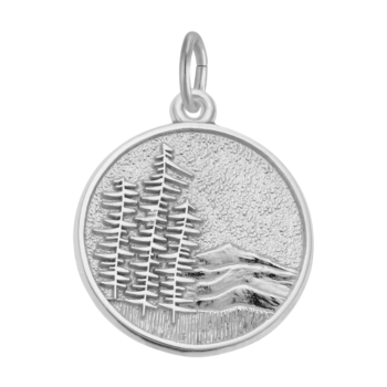 Sterling Silver Mountain Scene Charm with detailed mountain landscape design