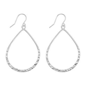 Polished sterling silver drop earrings with slender silhouette and French wire backs