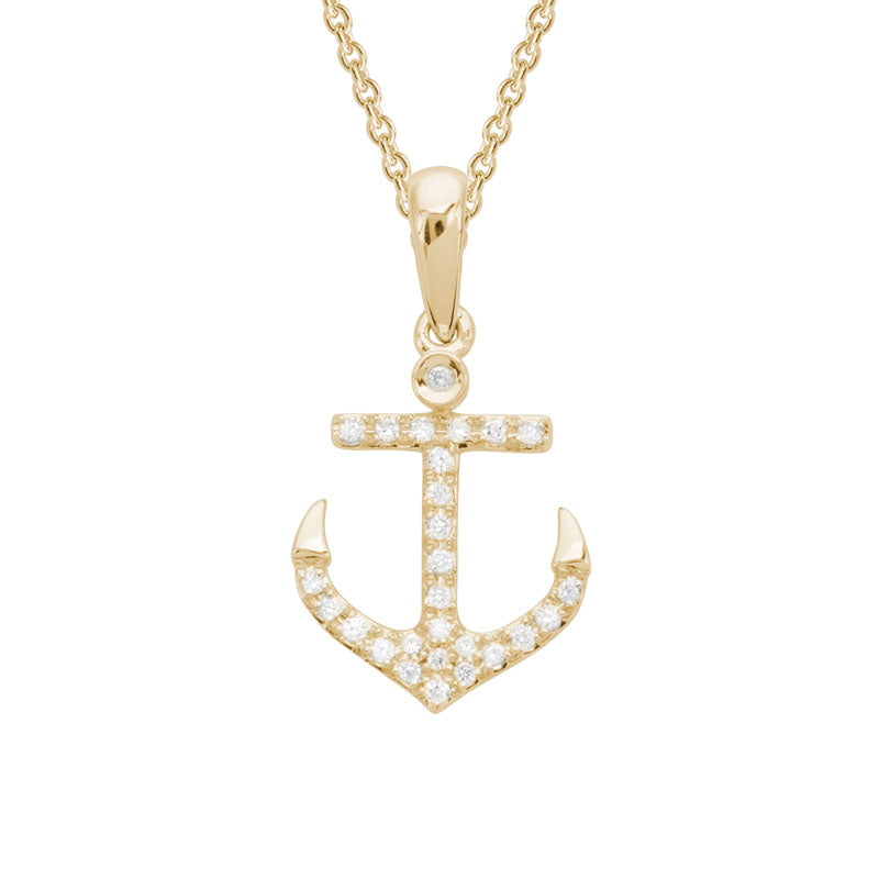Diamond Pendant Necklace with Round Gemstones in 14K Yellow Gold