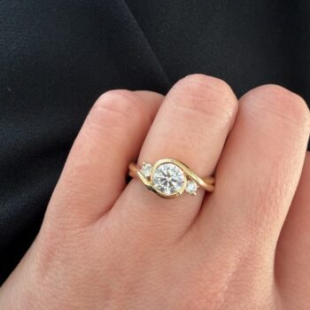 1.01ct Round Diamond Bezel Set Engagement Ring in 14K Yellow Gold