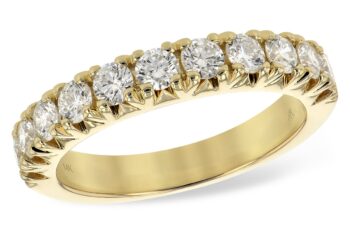 14K Yellow Gold Halfway Diamond Band with Round Diamonds