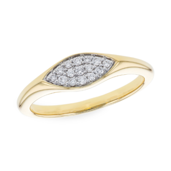 Diamond Pavé Marquis Ring in 14K Yellow Gold with Round Gemstones