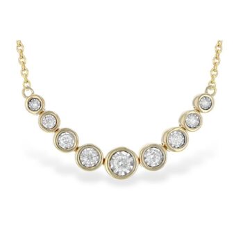 Diamond Necklace with 14K Two Tone Bead-Set Cable Chain
