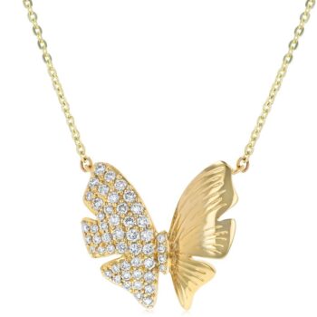 Butterfly pendant necklace with diamond detail in fine jewelry setting