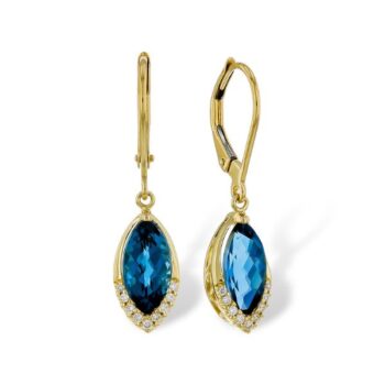 Blue topaz gemstone earrings with vibrant blue color