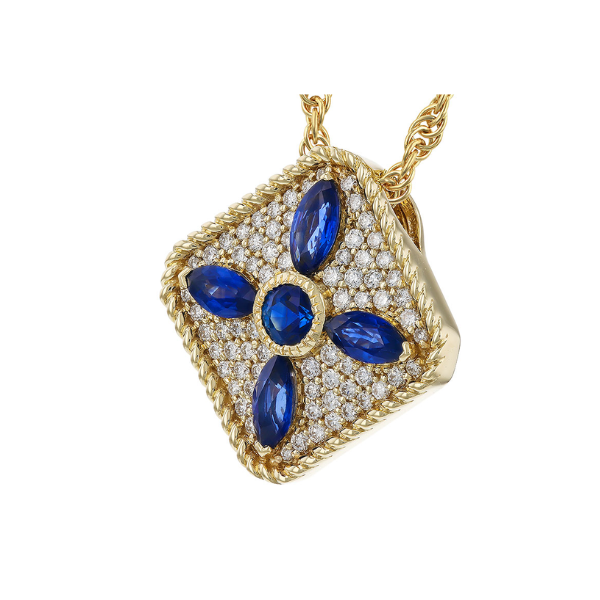 Sapphire rope necklace featuring blue sapphires in a rope design