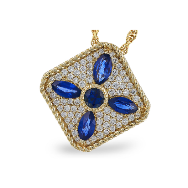 Sapphire rope necklace featuring blue sapphires in a rope design