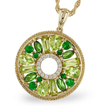 Peridot and Tsavorite Garnet Necklace with Mixed Oval and Round Gemstones